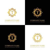 collezione di logo iniziale t con lusso mandala ornamento per nozze, terme, Hotel, bellezza cura logo vettore