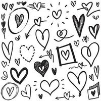 cuori di doodle, cuori d'amore disegnati a mano. illustrazione vettoriale. vettore