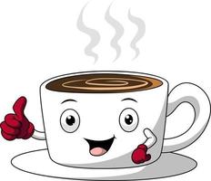 carino caffè tazza cartone animato personaggio vettore