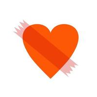 cuore sigillato con condotto nastro. vettore illustrazione di striscia di trasparente strappato adesivo nastro. disegno di cuore per San Valentino giorno.