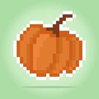 8 bit pixel di zucca. verdure per risorse di gioco e schemi a punto croce nelle illustrazioni vettoriali. vettore