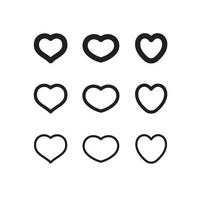 cuore forma icone. cuori pittogramma impostare. simbolo per San Valentino giorno amore. vettore