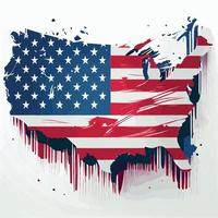 realistico astratto bandiera di Stati Uniti d'America nel il modulo di un' carta geografica di America, indipendenza giorno di il nazione, nazionale tradizioni vettore