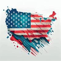 realistico astratto bandiera di Stati Uniti d'America nel il modulo di un' carta geografica di America, indipendenza giorno di il nazione, nazionale tradizioni vettore