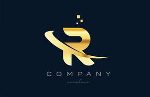 oro d'oro r alfabeto lettera logo icona design. creativo modello per attività commerciale e azienda con swoosh vettore