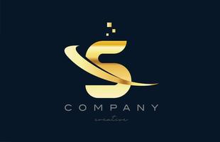 oro d'oro S alfabeto lettera logo icona design. creativo modello per attività commerciale e azienda con swoosh vettore