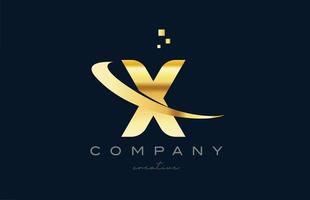 oro d'oro X alfabeto lettera logo icona design. creativo modello per attività commerciale e azienda con swoosh vettore