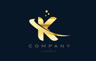 oro d'oro K alfabeto lettera logo icona design. creativo modello per attività commerciale e azienda con swoosh vettore