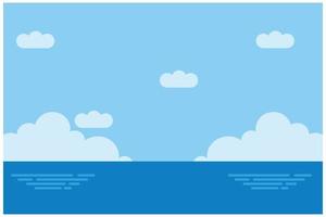 blu cielo con nuvole e mare. vettore illustrazione per il tuo design