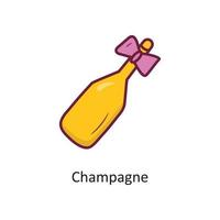 Champagne vettore pieno schema icona design illustrazione. vacanza simbolo su bianca sfondo eps 10 file