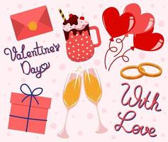 collezione di design elementi per san valentino giorno decorazione vettore illustrazione con nel piatto stile