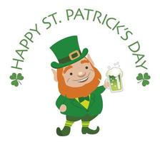 vettore st. patricks giorno simbolo personaggio Tenere un' verde birra boccale isolato su un' bianca sfondo.