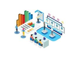 moderno isometrico dipendente reclutamento incontro, adatto per diagrammi, infografica, libro illustrazioni, gioco risorse, e altro relativo alla grafica risorse vettore