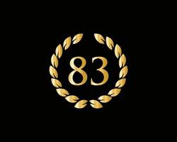 83 anni anniversario logo con d'oro squillare isolato su nero sfondo, per compleanno, anniversario e azienda celebrazione vettore