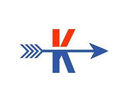 lettera K successo, bersaglio freccia logo design vettore modello
