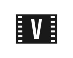 movimento film logo su lettera v. film film cartello, film produzione logo vettore