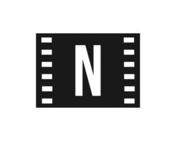 movimento film logo su lettera n. film film cartello, film produzione logo vettore