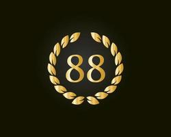 88 ° anni anniversario logo con d'oro squillare isolato su nero sfondo, per compleanno, anniversario e azienda celebrazione vettore