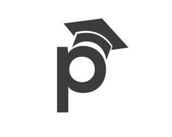 formazione scolastica logo con p lettera cappello concetto vettore