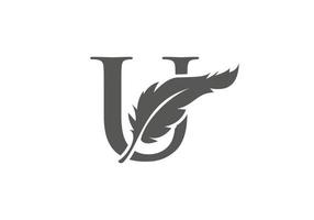 lettera u piuma logo design vettore