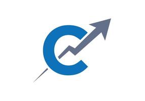 lettera c finanziario logo attività commerciale logotipo con crescita freccia modello vettore