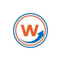 lettera w finanziario logo attività commerciale logotipo con crescita freccia modello vettore
