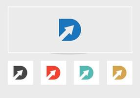 lettera d finanziario logo attività commerciale logotipo con crescita freccia modello vettore