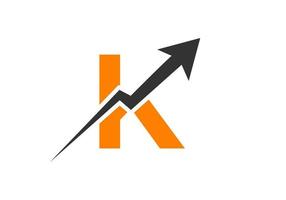 lettera K finanziario logo attività commerciale logotipo con crescita freccia modello vettore
