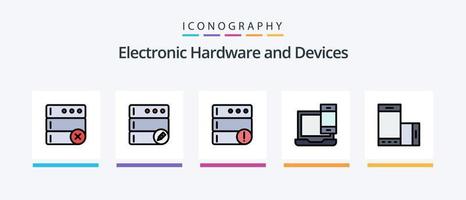 dispositivi linea pieno 5 icona imballare Compreso Elimina. server. Audio. Banca dati. violino. creativo icone design vettore