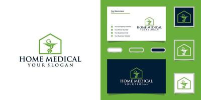 creativo medico casa logo design modello e attività commerciale carta vettore