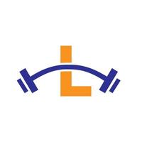 lettera l fitness Palestra logo design. fitness club esercizio logo vettore