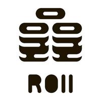 Sushi rotolo piatto icona vettore glifo illustrazione
