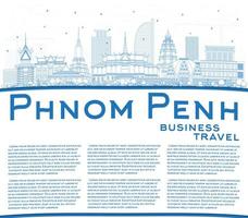 schema phnom penh Cambogia città orizzonte con blu edifici e copia spazio. vettore