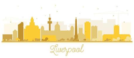 Liverpool città orizzonte silhouette con d'oro edifici isolato su bianca. vettore