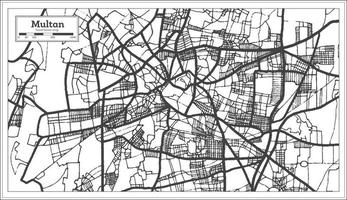 multan Pakistan città carta geografica nel retrò stile nel nero e bianca colore. schema carta geografica. vettore
