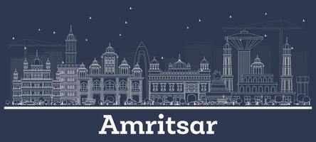 schema amritsar India città orizzonte con bianca edifici. vettore