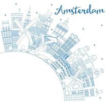 schema amsterdam Olanda città orizzonte con blu edifici e copia spazio. vettore