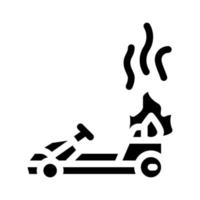 ardente kart, fuoco incidente icona vettore glifo illustrazione