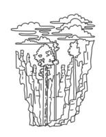 douglas abete e hoodoos nel bryce canyon nazionale parco Utah monoline linea arte disegno vettore