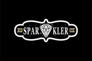 sparkler tipografia con diamante geometrico icona per gioielleria azienda logo Vintage ▾ design vettore