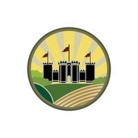 regno o castello e azienda agricola logo etichetta illustrazione vettore