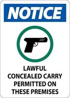 Avviso armi da fuoco permesso cartello lecito nascosto trasportare consentito su queste premesse vettore