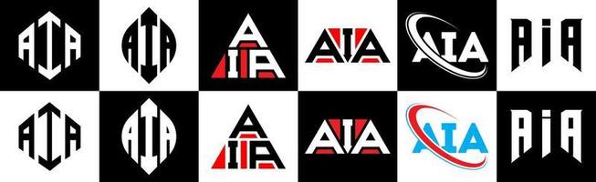 aia lettera logo design nel sei stile. aia poligono, cerchio, triangolo, esagono, piatto e semplice stile con nero e bianca colore variazione lettera logo impostato nel uno tavola da disegno. aia minimalista e classico logo vettore