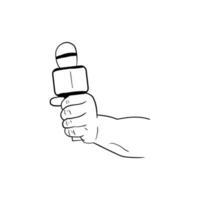 illustrazione di un' mano Tenere un' microfono, mano disegnato icona di un' mano Tenere un' microfono vettore