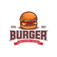 caldo hamburger vettore logo illustrazione. moderno hamburger emblema. vettore arte.