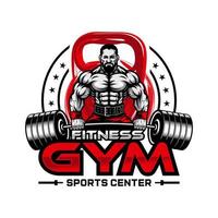 bodybuilding emblema e Palestra logo design vettore modello