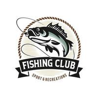 pesca logo design modello illustrazione. sport pesca logo vettore