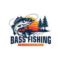 pesca logo design modello illustrazione. sport pesca logo vettore