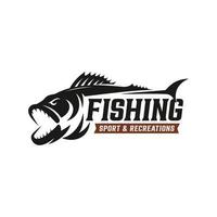 pesca logo design modello illustrazione. sport pesca logo vettore