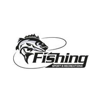 pesca logo design modello illustrazione. sport pesca logo vettore